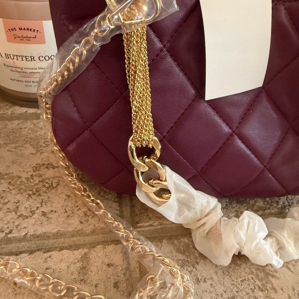 Very nice and high end look Going out Plum quilted shoulder bag with chain - Picture 7 of 9